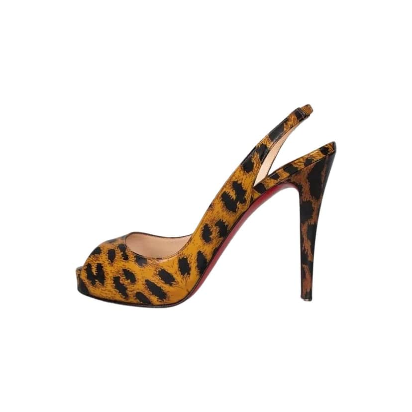 Christian Louboutin Animal Print Heels Brown Leather Good condition - Front View