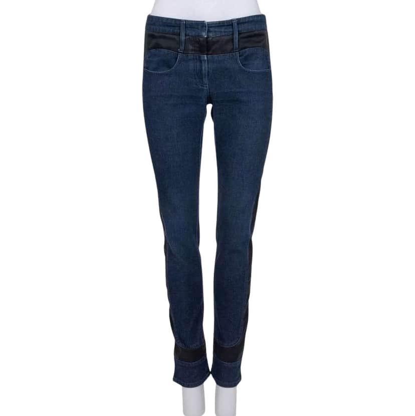 Chanel Dark Accent Panels Skinny Jeans Blue Cotton Very good condition - Front View