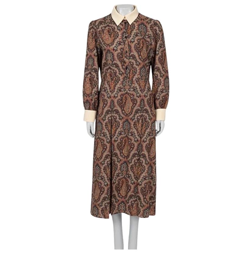 Celine Fitted Paisley Print Dress MultiColor Wool Very good condition - Front View