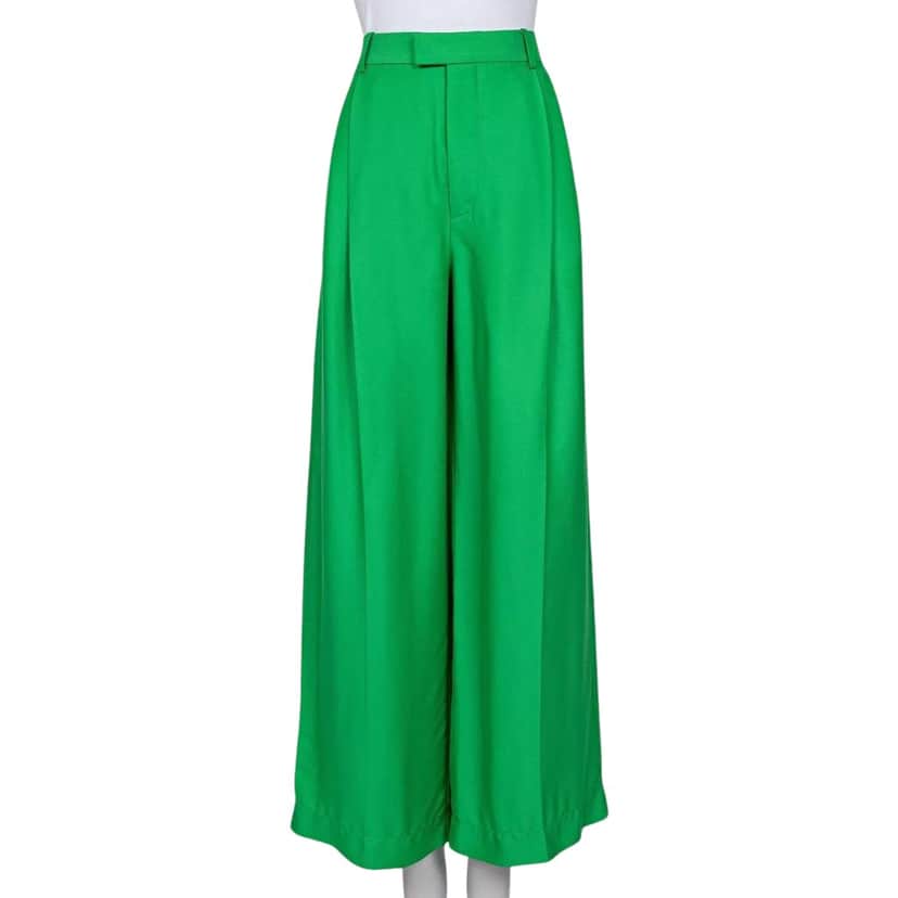 Bottega Veneta Wide Leg Viscose Pants Green Cotton Very good condition - Front View