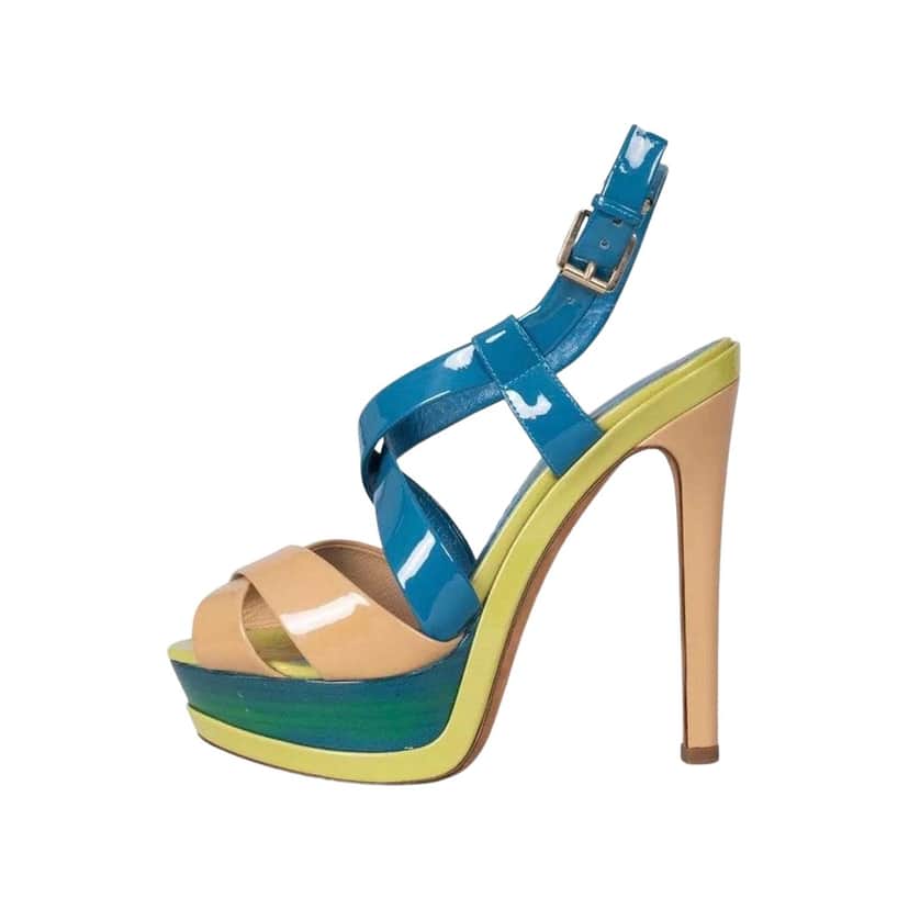 Dior Christian Open Toe High Heel Gold Leather Very good condition - Front View