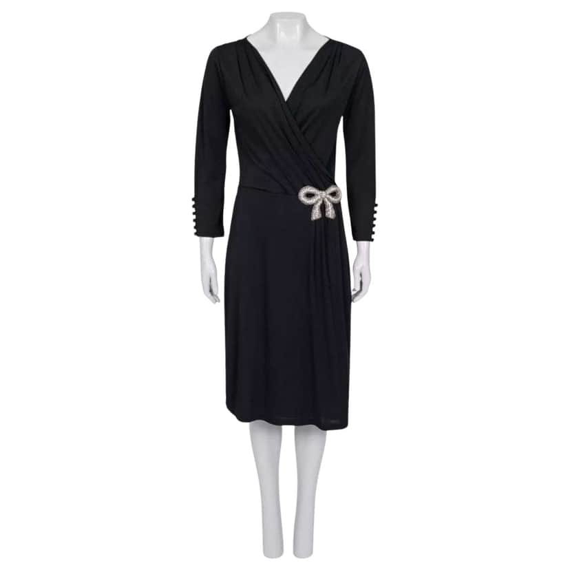 Valentino Garavani Valentino Bow Rhinestone Dress Black Cotton Very good condition - Front View