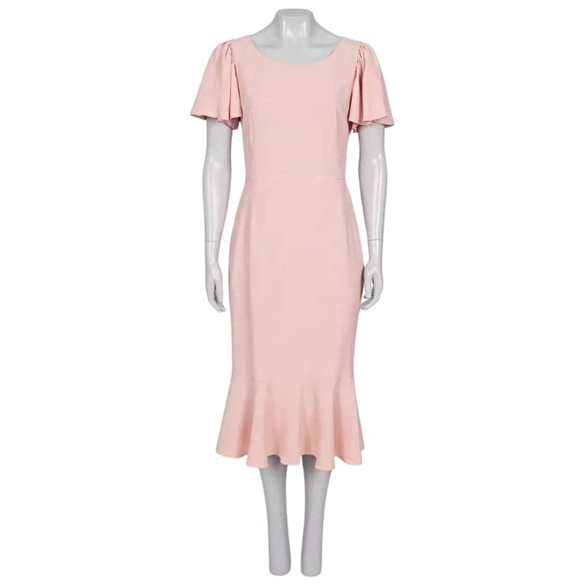 Dolce & Gabbana Viscose Flounce Hem Fitted Dress Pink Silk Very good condition - Front View