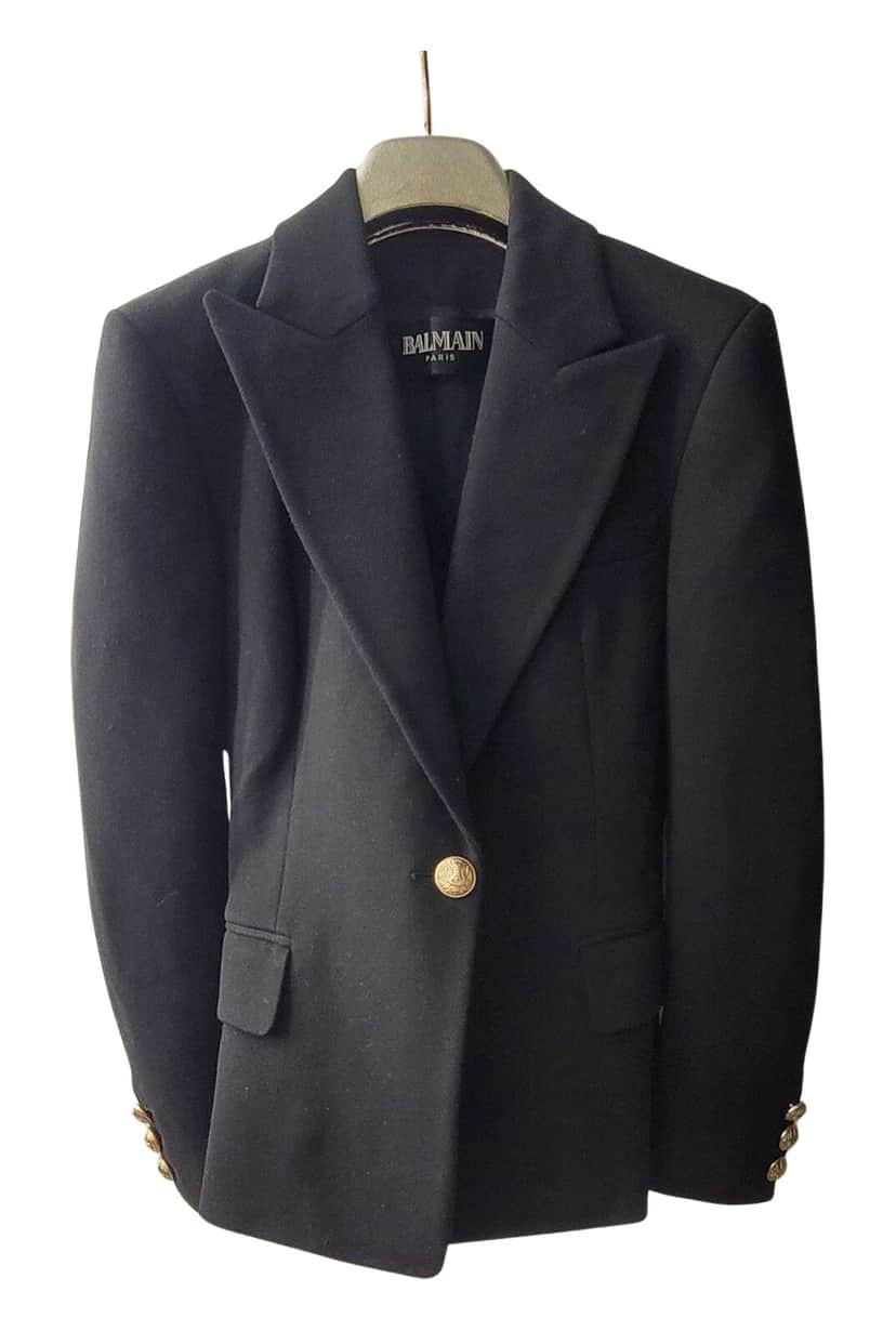 Balmain one button blazer Black Wool Very good condition - Front View
