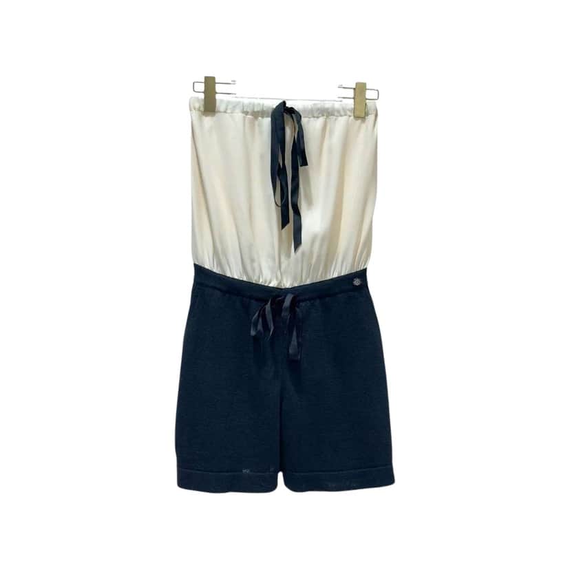 Chanel Signature Playsuit Mini Jumpsuit Black Silk Very good condition - Front View