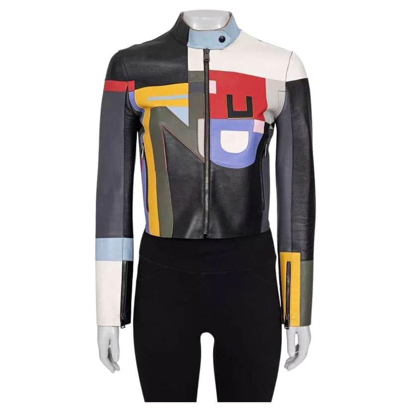 Fendi Cropped Jacket MultiColor Leather Very good condition - Front View