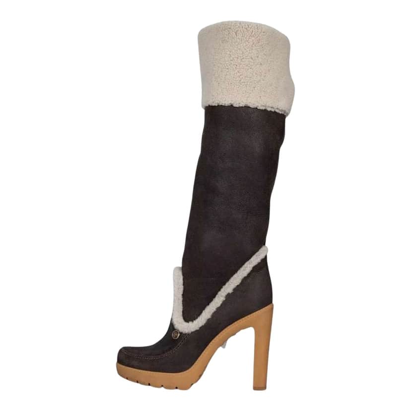 Dior Polaire Chocolate Boots Brown Leather Very good condition - Front View