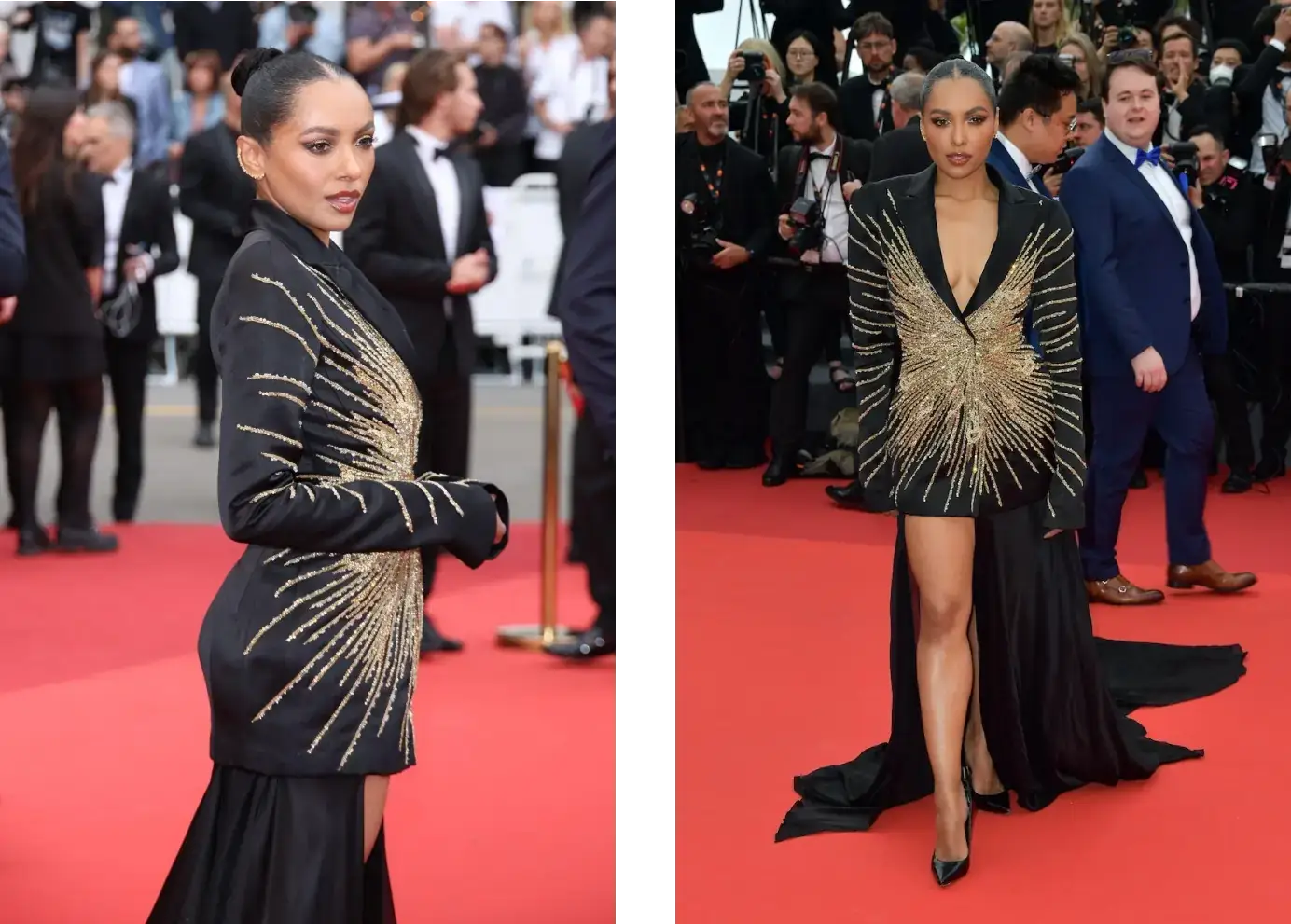 Kat Graham at the 76th annual Cannes film festival, wearing a couture gown from Tony Ward’s Spring/Summer 2023 collection. 