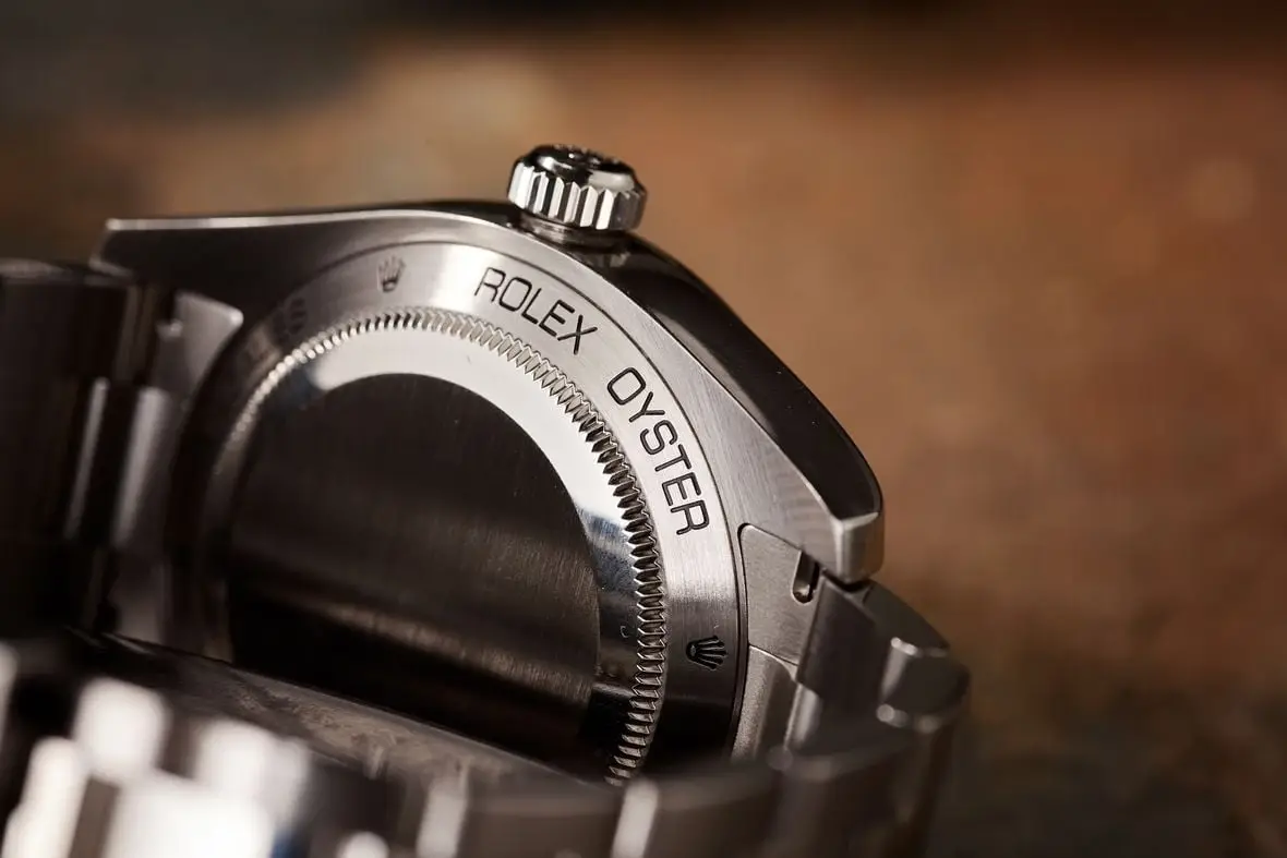 Caseback marking on a Rolex Oyster