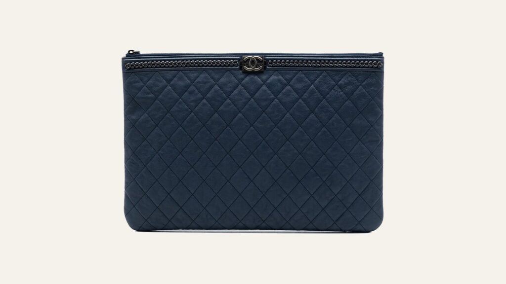 Navy quilted Chanel Boy bag — pre-owned Chanel price guide Dubai