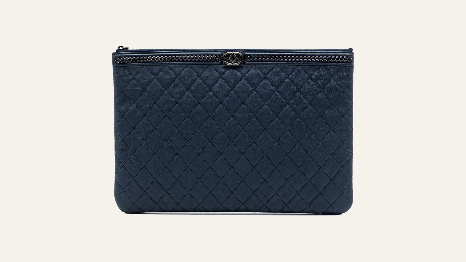Navy quilted Chanel Boy bag — pre-owned Chanel price guide Dubai