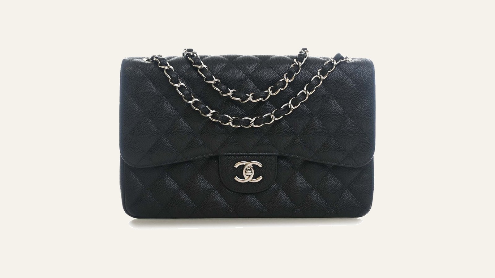 Black Chanel Classic Flap caviar bag with CC lock and chain — authentication guide