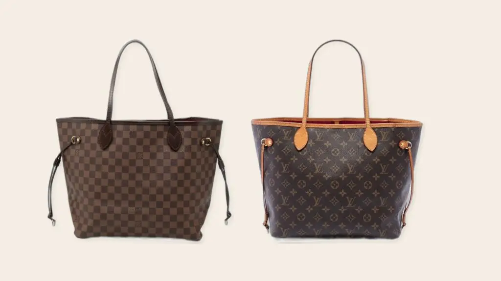 Authentic Louis Vuitton Neverfull bags in Damier Ebene and Monogram canvas