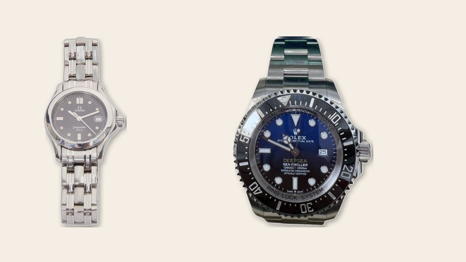 Omega Speedmaster and Rolex Daytona luxury chronograph watches
