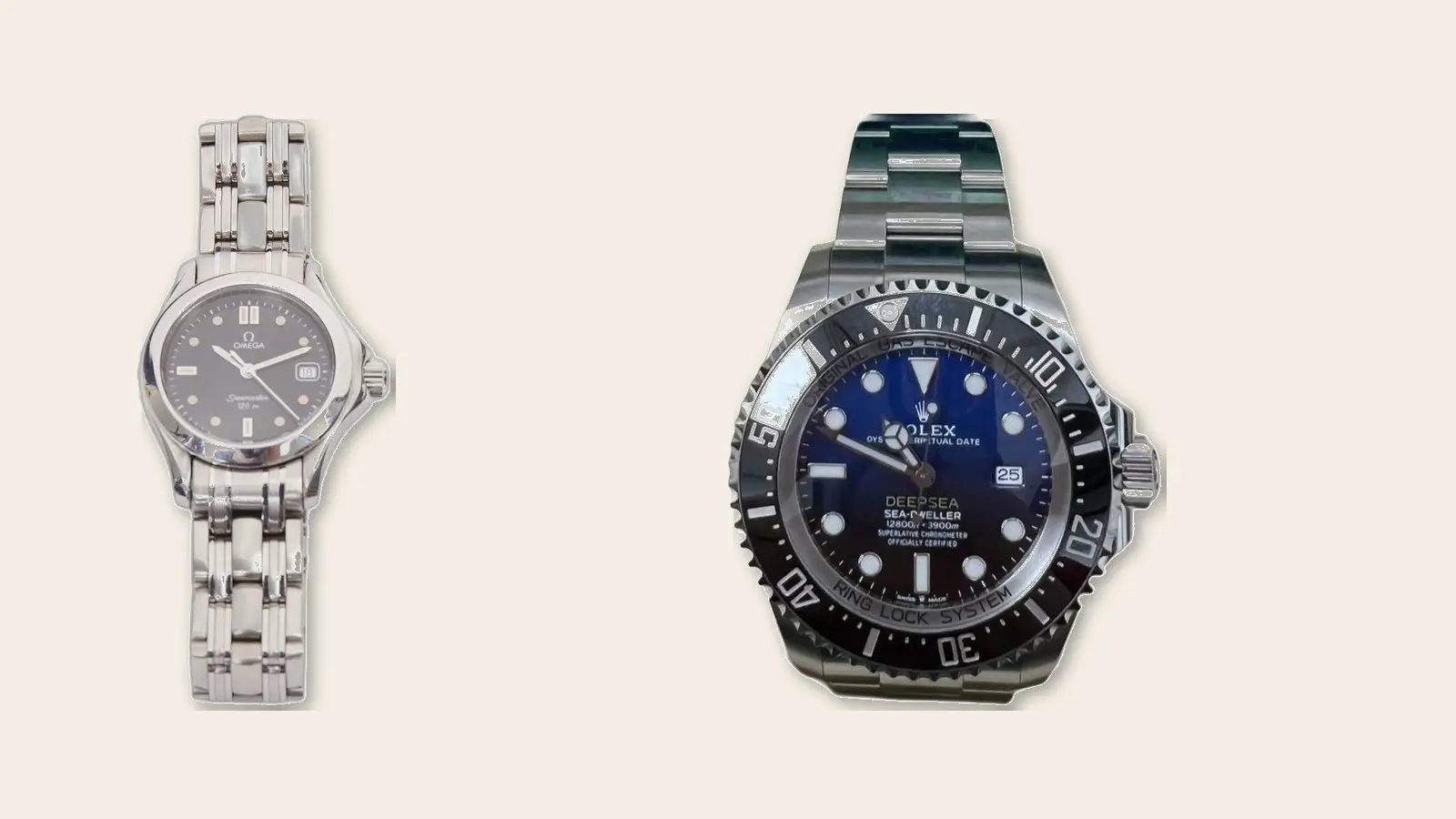 Omega Speedmaster and Rolex Daytona luxury chronograph watches