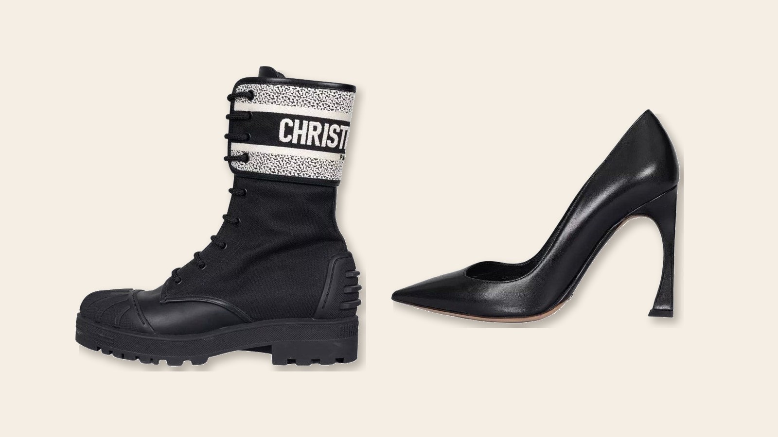 Pre-owned Christian Dior D-Major boot and black leather pump